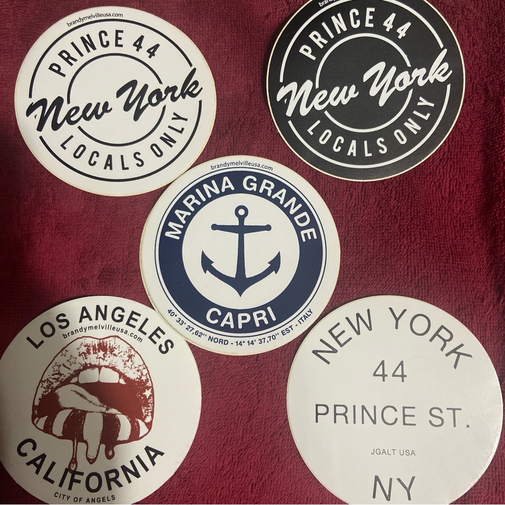 Brandy Melville USA stickers lot large round shape variety 5ct high Quality